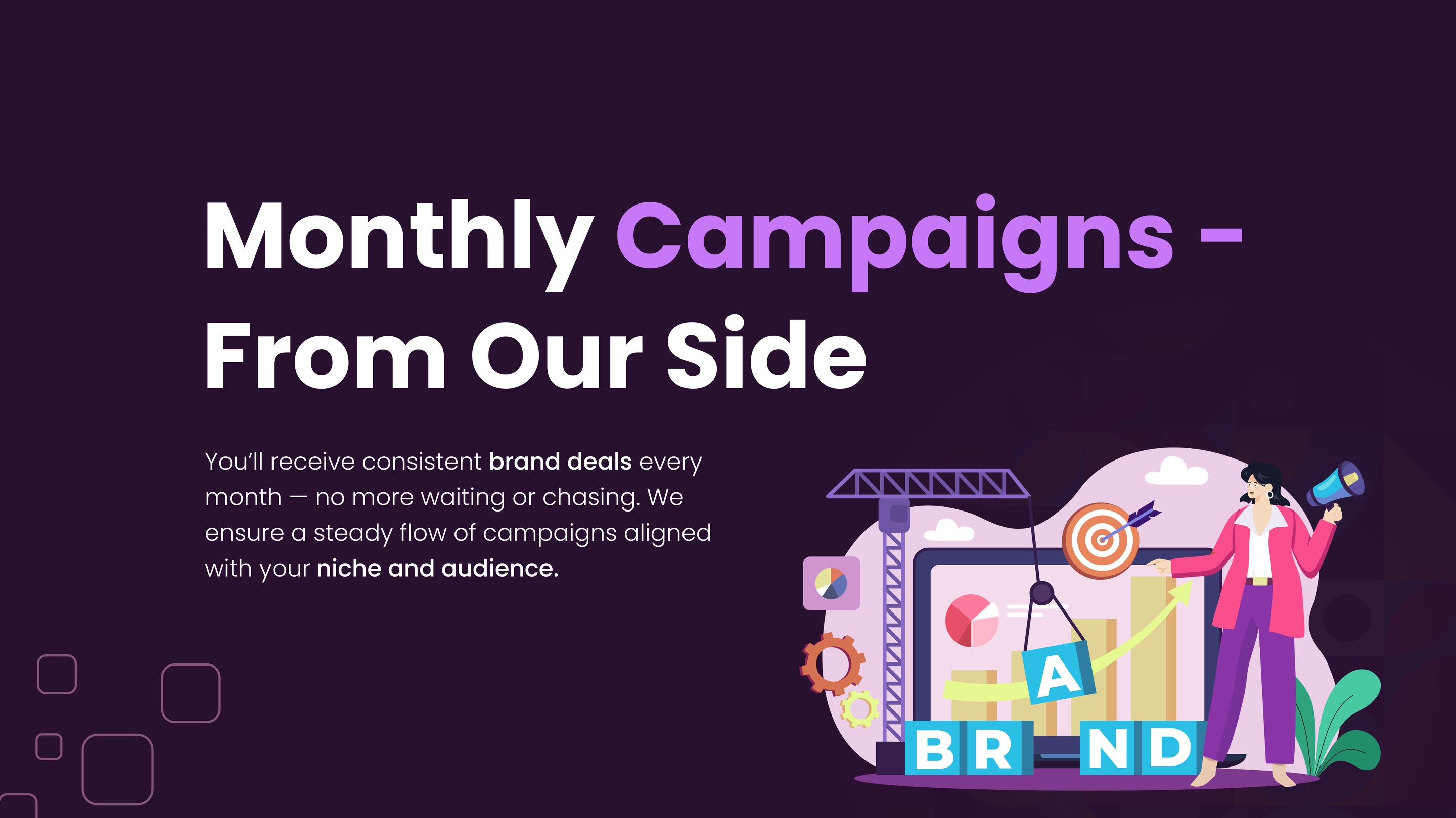 Creator partnership slide about campaign opportunities, illustrated with a creator and a campaign target.