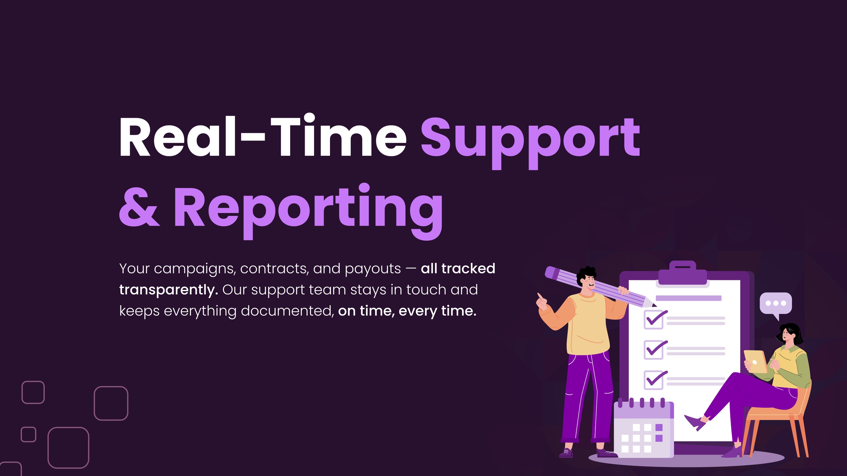 Creator partnership slide about coordination and support through campaign details.