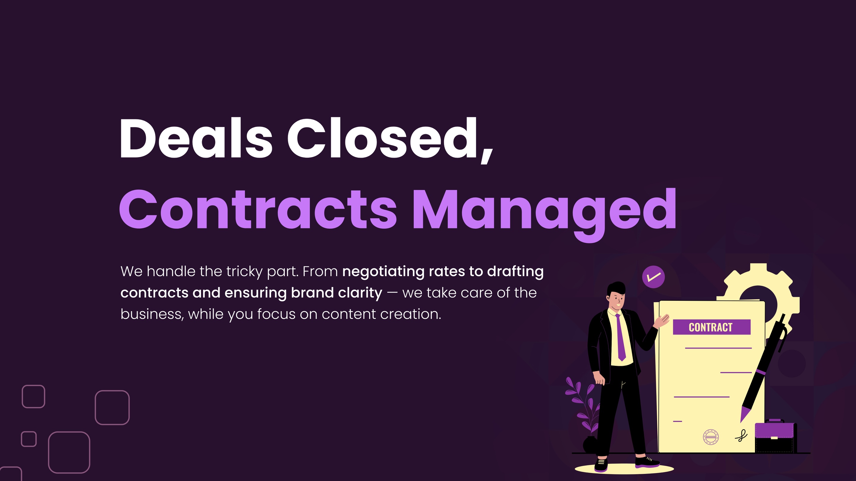 Creator partnership slide about contract and collaboration details.